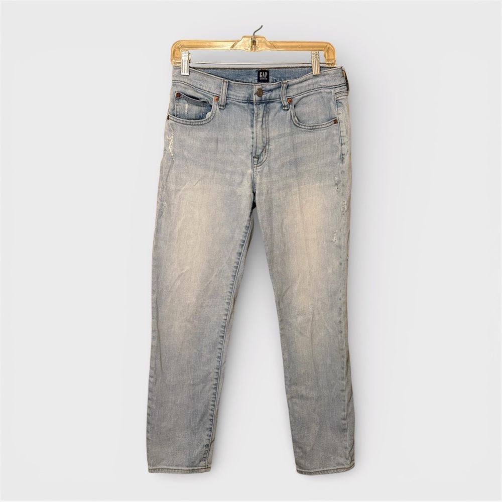 Gap Best Girlfriend Jeans straight mid‎ rise light wash distressed grunge 90s 26